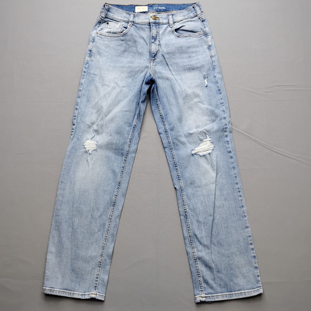 Pilcro and the Letterpress Womens Straight Leg Distressed Jeans Light Wash 27